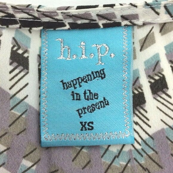 H.I.P. Tribal Print Blouse XS Polyester Made In USA - Picture 4 of 6